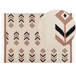 Cotton Kilim Area Rug 200 x 300 cm Beige and Black NIAVAN