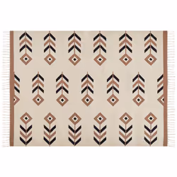 Cotton Kilim Area Rug 200 x 300 cm Beige and Black NIAVAN