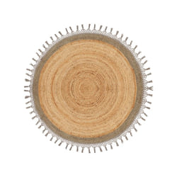 Round Jute Area Rug 140 cm Beige and Grey MARTS