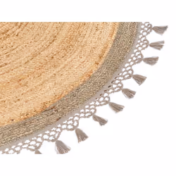 Round Jute Area Rug 140 cm Beige and Grey MARTS