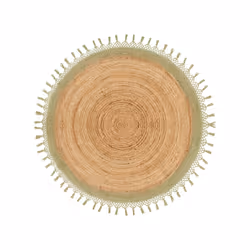 Round Jute Area Rug 140 cm Beige and Green MARTS