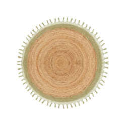 Round Jute Area Rug 140 cm Beige and Green MARTS