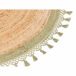 Round Jute Area Rug 140 cm Beige and Green MARTS