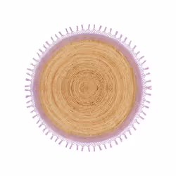 Round Jute Area Rug 140 cm Beige and Purple MARTS