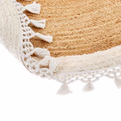 Round Jute Area Rug  140 cm Beige and White MARTS