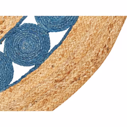 Round Jute Area Rug 140 cm Blue and Green HOVIT