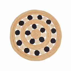 Round Jute Area Rug 140 cm Beige and Black HOVIT
