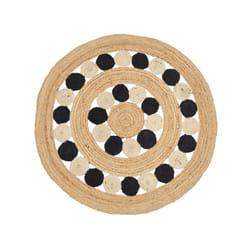 Round Jute Area Rug 140 cm Beige and Black HOVIT
