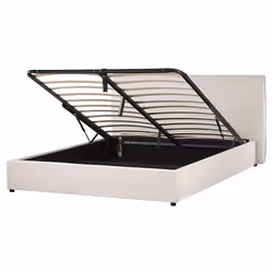 Ottoman Bed Velvet LAVAUR 160 x 200 cm (EU King Size) Off-White