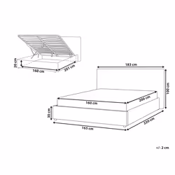 Ottoman Bed Velvet LAVAUR 160 x 200 cm (EU King Size) Off-White