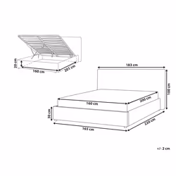 Ottoman Bed Velvet LAVAUR 160 x 200 cm (EU King Size) Taupe