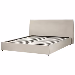 Ottoman Bed Velvet LAVAUR 180 x 200 cm (EU Super King) Taupe