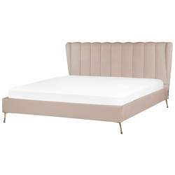 Bed Velvet MIRIBEL 180 x 200 cm (EU Super King) Taupe