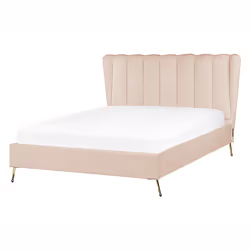 Bed Velvet MIRIBEL 140 x 200 cm (EU Double) Beige