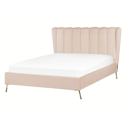 Bed Velvet MIRIBEL 140 x 200 cm (EU Double) Beige