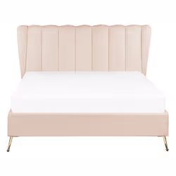 Bed Velvet MIRIBEL 140 x 200 cm (EU Double) Beige
