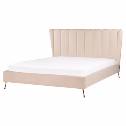 Bed Velvet MIRIBEL 160 x 200 cm (EU King Size) Beige