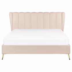 Bed Velvet MIRIBEL 160 x 200 cm (EU King Size) Beige