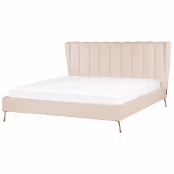 Bed Velvet MIRIBEL 180 x 200 cm (EU Super King) Beige
