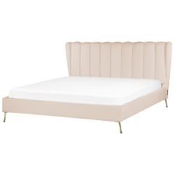 Bed Velvet MIRIBEL 180 x 200 cm (EU Super King) Beige