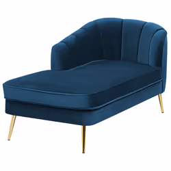 Right Hand Chaise Lounge ALLIER Velvet Navy Blue