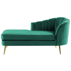 Right Hand Chaise Lounge ALLIER Velvet Emerald Green