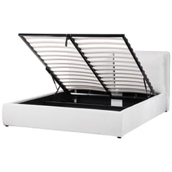Ottoman Bed Velvet BAJONNA 160 x 200 cm (EU King Size) White
