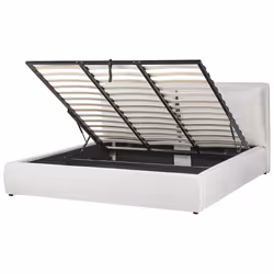 Ottoman Bed Velvet BAJONNA 180 x 200 cm (EU Super King) White