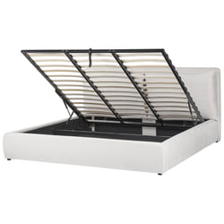 Ottoman Bed Velvet BAJONNA 180 x 200 cm (EU Super King) White