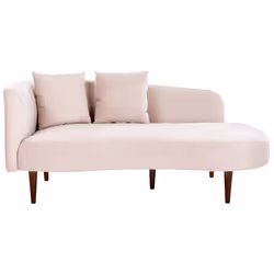 Left Hand Chaise Lounge CHAUMONT Velvet Pastel Pink