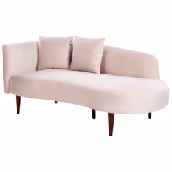 Left Hand Chaise Lounge CHAUMONT Velvet Pastel Pink