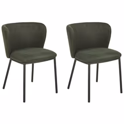 Set of 2 Dining Chairs MINA Dark Green