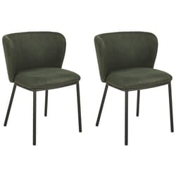 Set of 2 Dining Chairs MINA Dark Green