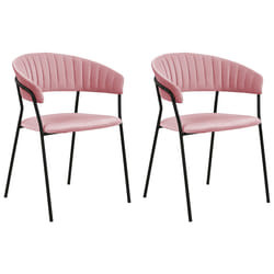 Set of 2 Dining Chairs MARIPOSA Velvet Pink