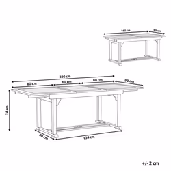 Extending Garden Dining Table AMANTEA 160/220 cm 90 cm Acacia Wood Dark Brown