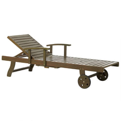 Sun Lounger AMANTEA Reclining Acacia Wood Dark Brown
