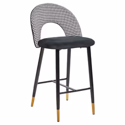 Set of 2 Bar Chairs FALTON Velvet Black/ White
