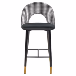 Set of 2 Bar Chairs FALTON Velvet Black/ White