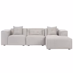 Left Hand Fabric Corner Sofa Light Beige DOLVA