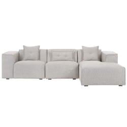 Left Hand Fabric Corner Sofa Light Beige DOLVA