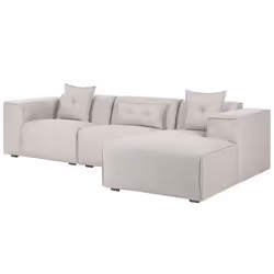 Left Hand Fabric Corner Sofa Light Beige DOLVA