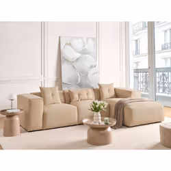 Corner Sofa DOLVA Corduroy Beige 3 Seater Left Hand