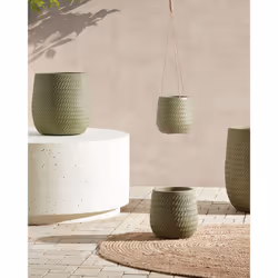 Plant Pot LIVADIA Stone 20 cm Olive Green - Additional view 5