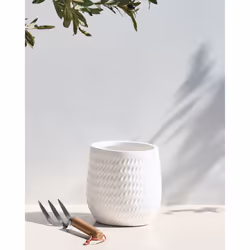 Plant Pot LIVADIA Stone 20 cm Off-White