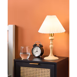 Table Lamp COOKS Oak Wood Light Brown/ White