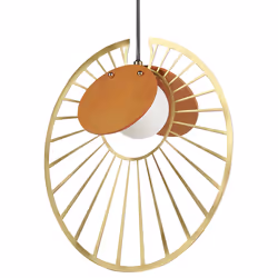 Metal Pendant Lamp Gold with Light Wood BARGO