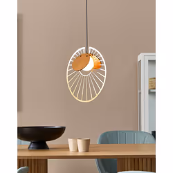 Metal Pendant Lamp Gold with Light Wood BARGO