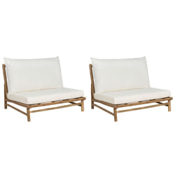 Set of 2 Garden Chairs with Cushions TODI Bamboo Wood Off-White