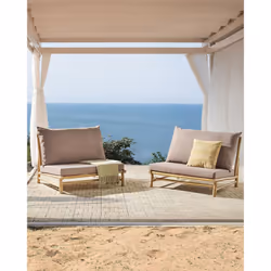 Set of 2 Garden Chairs with Cushions TODI Bamboo Wood Taupe