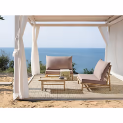 Garden Lounge Set with Table 2 Seater TODI Bamboo Wood Taupe